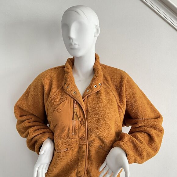 FP Movement Faux Fur Hit The Slopes Snap Jacket Mustard XL - Picture 15 of 16